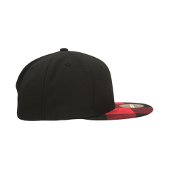 DECKY 1045 6-Panel High Profile Structured Plaid Bill Snapback Hat, Black/Red