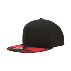 DECKY 1045 6-Panel High Profile Structured Plaid Bill Snapback Hat, Black/Red