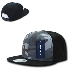 DECKY 1049 6-Panel High Profile Structured Camo Snapback Hat, Black/Urb/Black