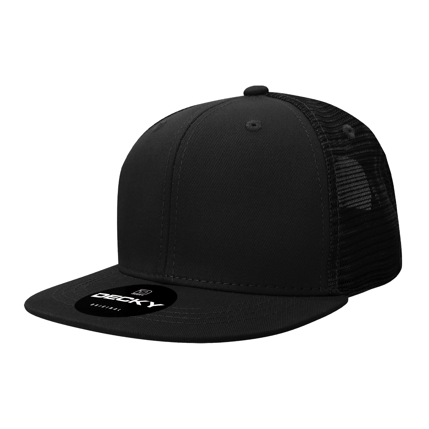 Decky 1052 6-Panel High Profile Structured Trucker Hat, Flat Bill