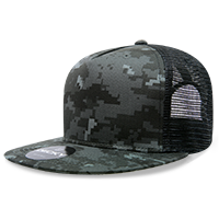 Decky 5-Panel High Profile Structured Cotton/Poly Blend Trucker Hat