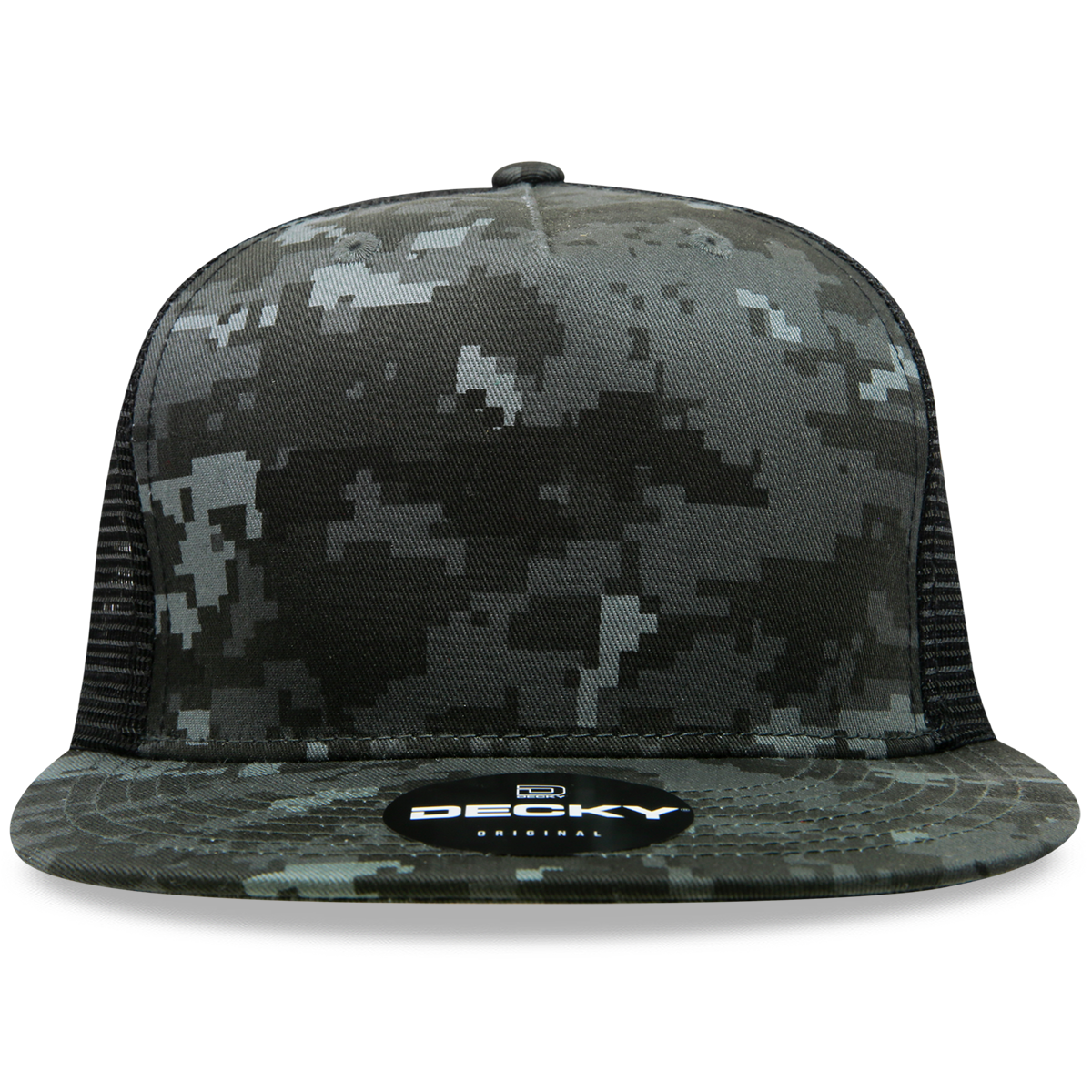 Decky 5-Panel High Profile Structured Cotton/Poly Blend Trucker Hat, Ntg/Black | 1063