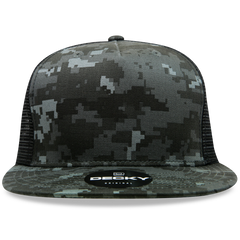 Decky 5-Panel High Profile Structured Cotton/Poly Blend Trucker Hat, Ntg/Black | 1063