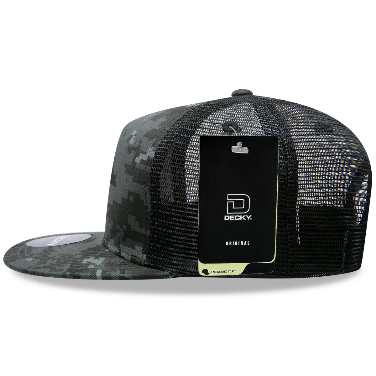 Decky 5-Panel High Profile Structured Cotton/Poly Blend Trucker Hat, Ntg/Black | 1063