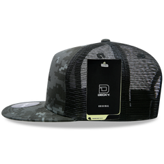 Decky 5-Panel High Profile Structured Cotton/Poly Blend Trucker Hat, Ntg/Black | 1063