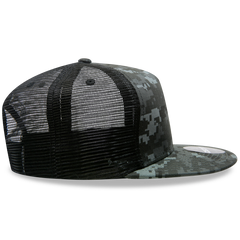 Decky 5-Panel High Profile Structured Cotton/Poly Blend Trucker Hat, Ntg/Black | 1063
