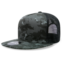 Decky 5-Panel High Profile Structured Cotton/Poly Blend Trucker Hat, Ntg/Black | 1063