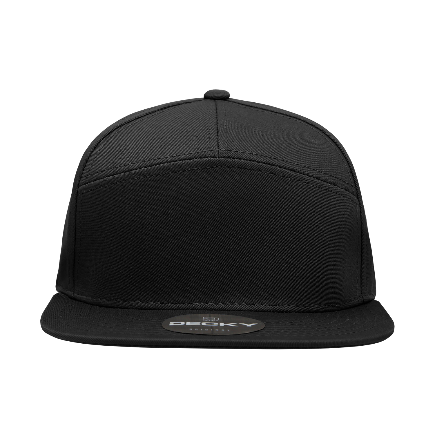 Decky 1098 7-Panel High Profile Structured Cotton Blend Cap, Black | 1098-BLK