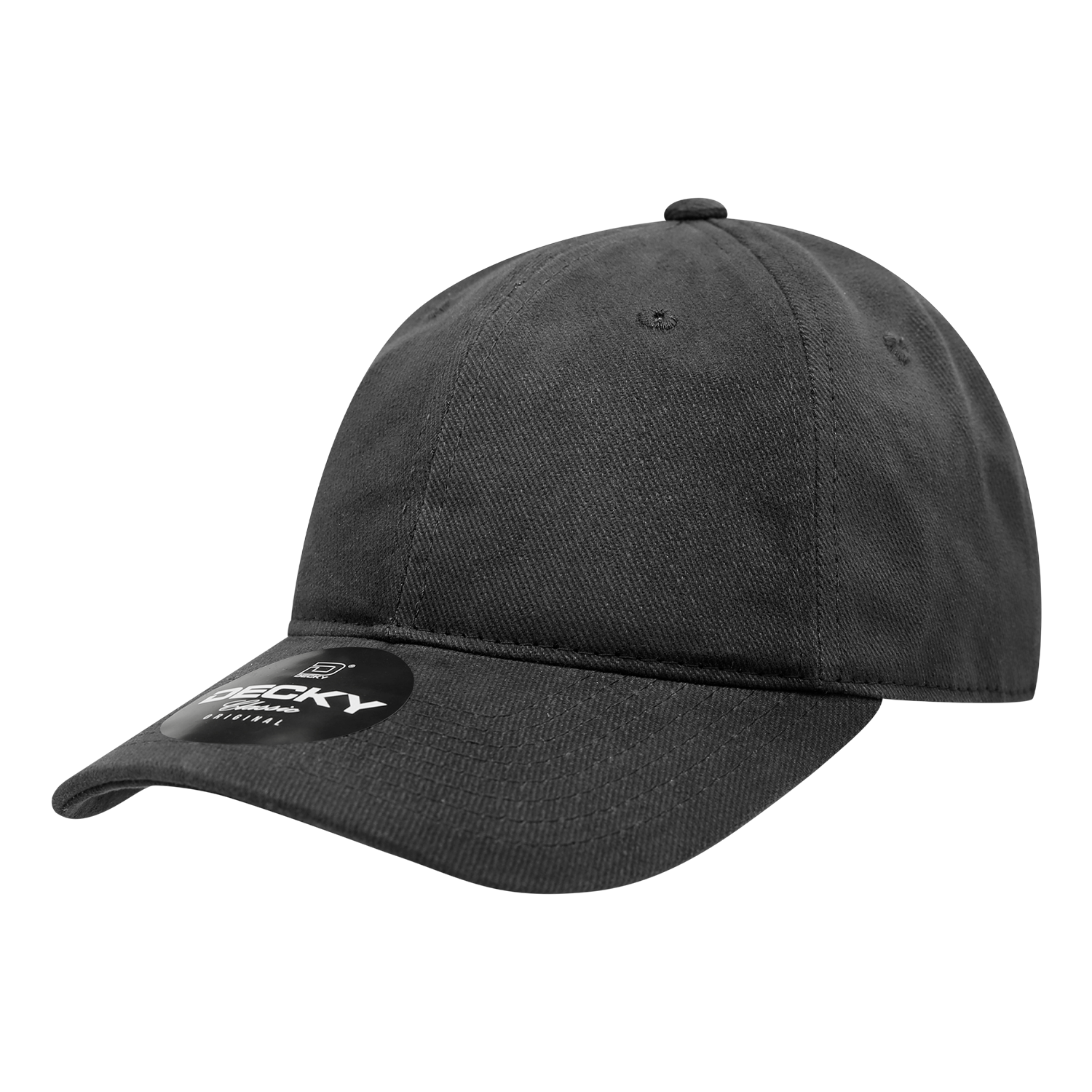 Decky 112 6-Panel Low Profile Relaxed Brushed Cotton Dad Hat, Black