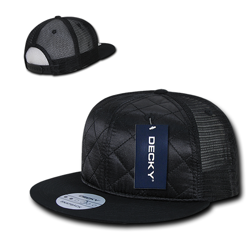 DECKY 1141 6-Panel High Profile Structured Quilted Trucker Hat, Black