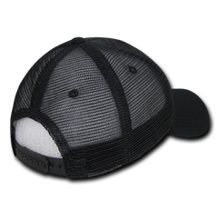 DECKY 1142 6-Panel Low Profile Structured Quilted Trucker Hat, Black