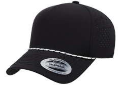 YP Classics 5-Panel Snapback Cap with Perforations and Braided Rope | 5389BD-BK-ONE