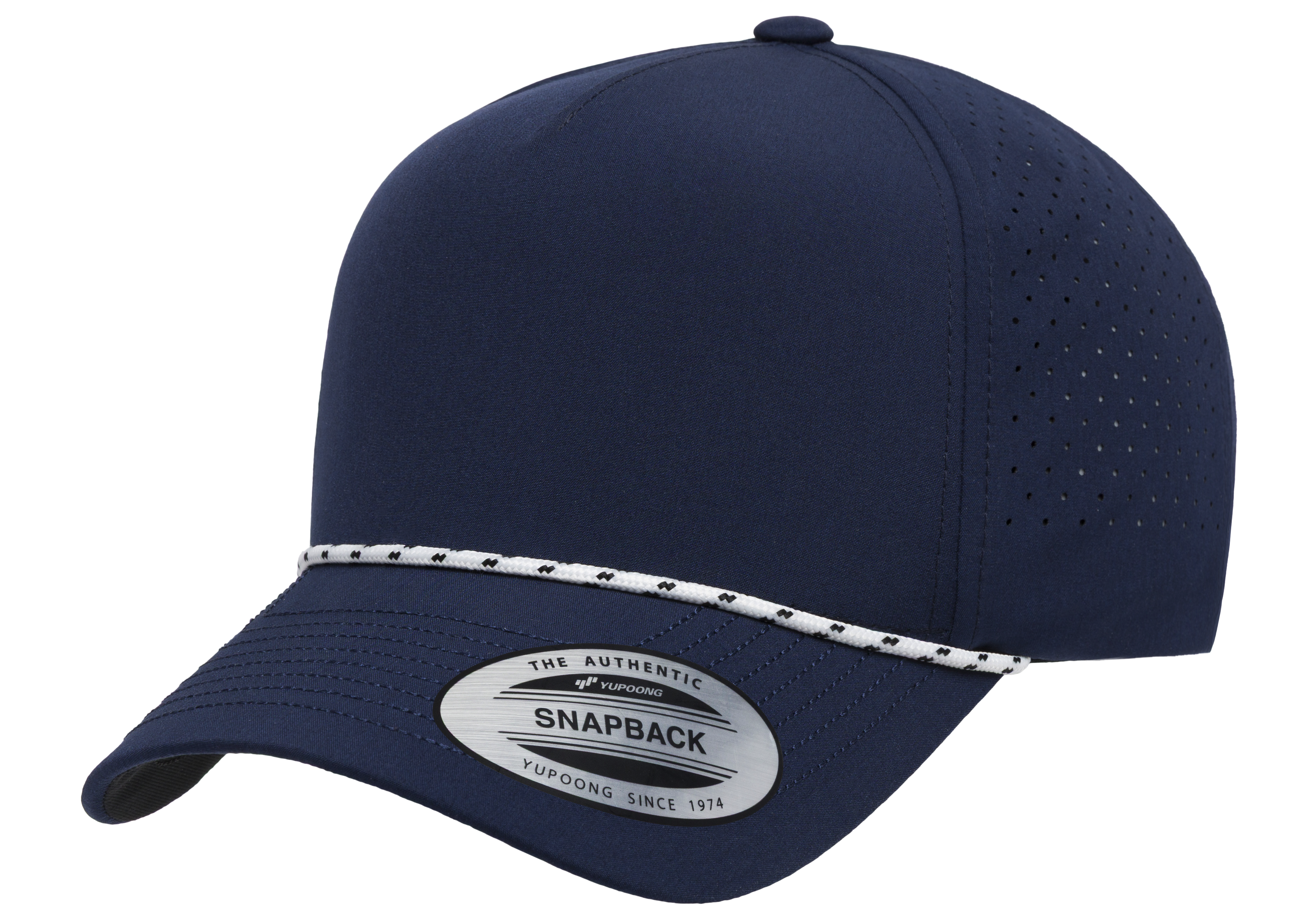 YP Classics 5-Panel Snapback Cap with Perforations and Braided Rope | 5389BD-BK-ONE