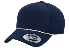Flex Fit House YP Classics 5-Panel Snapback Cap with Perforations and Braided Rope