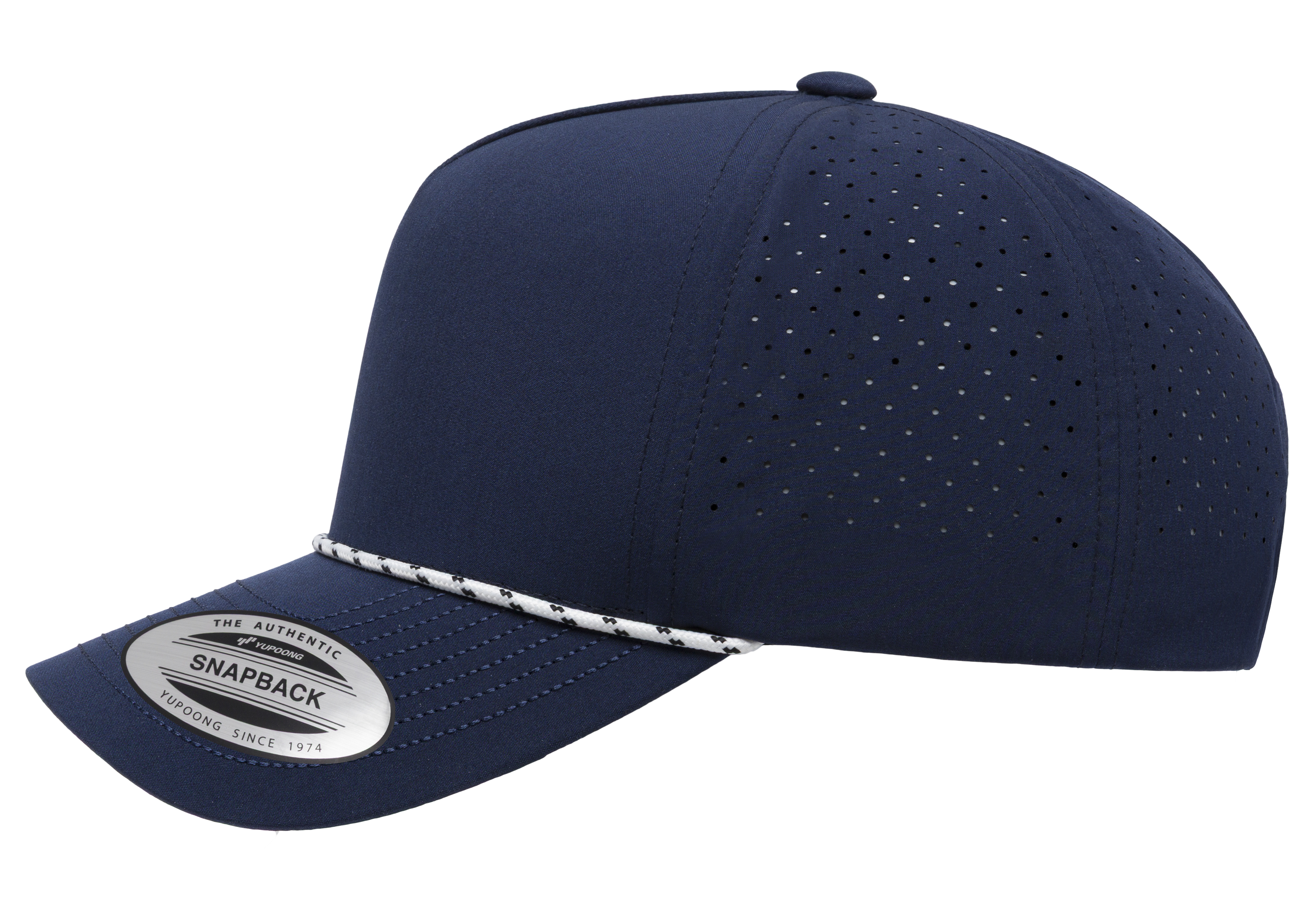 YP Classics 5-Panel Snapback Cap with Perforations and Braided Rope | 5389BD-BK-ONE