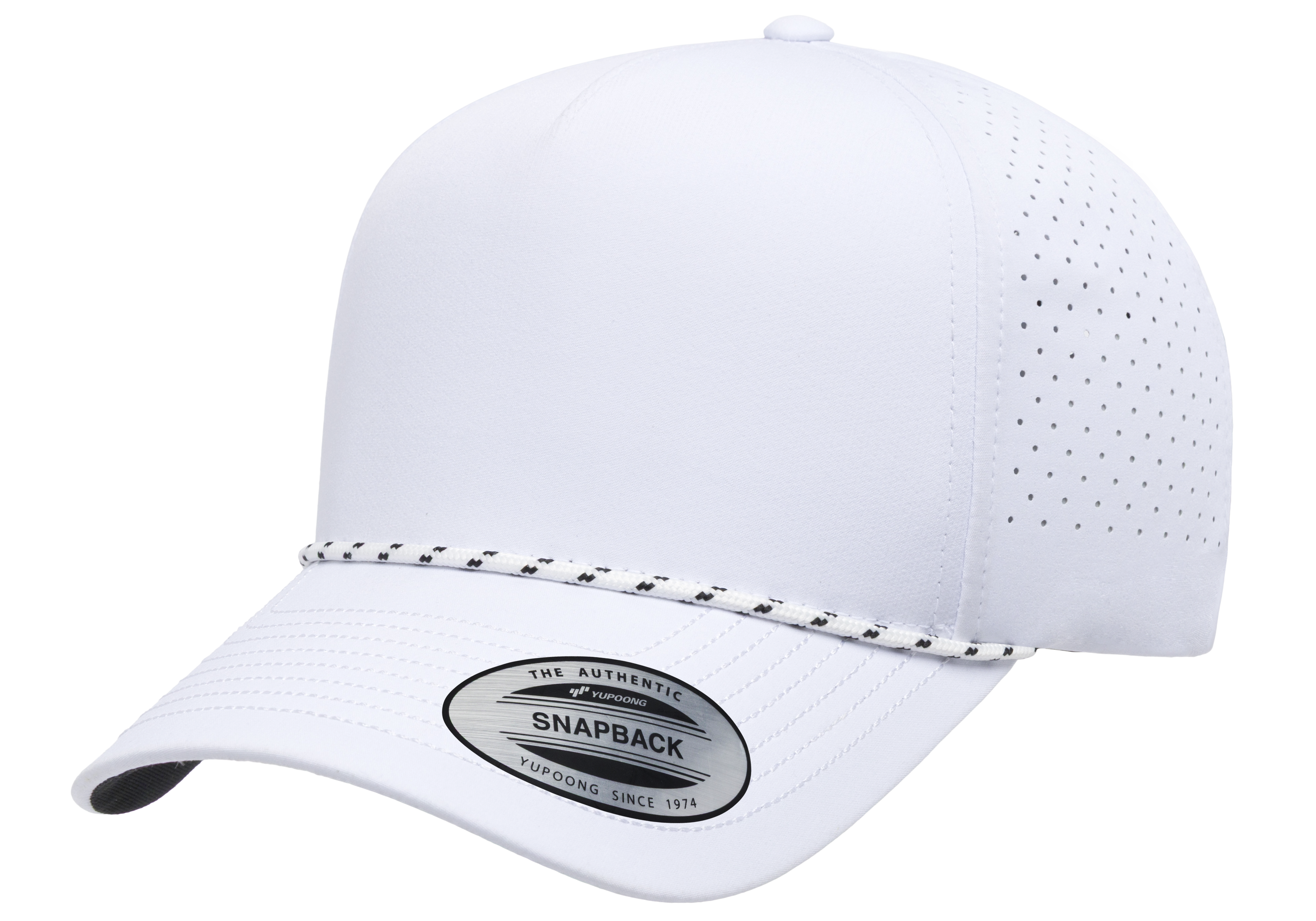 YP Classics 5-Panel Snapback Cap with Perforations and Braided Rope | 5389BD-BK-ONE