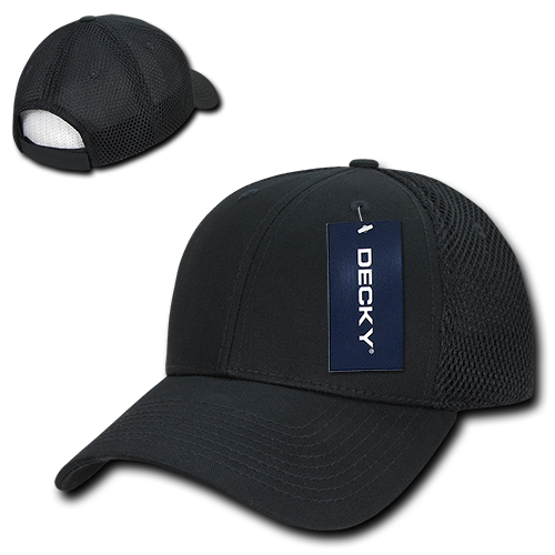 DECKY 204 Low Crown Mesh Baseball Cap, Black/Black | 204-BLKBLK
