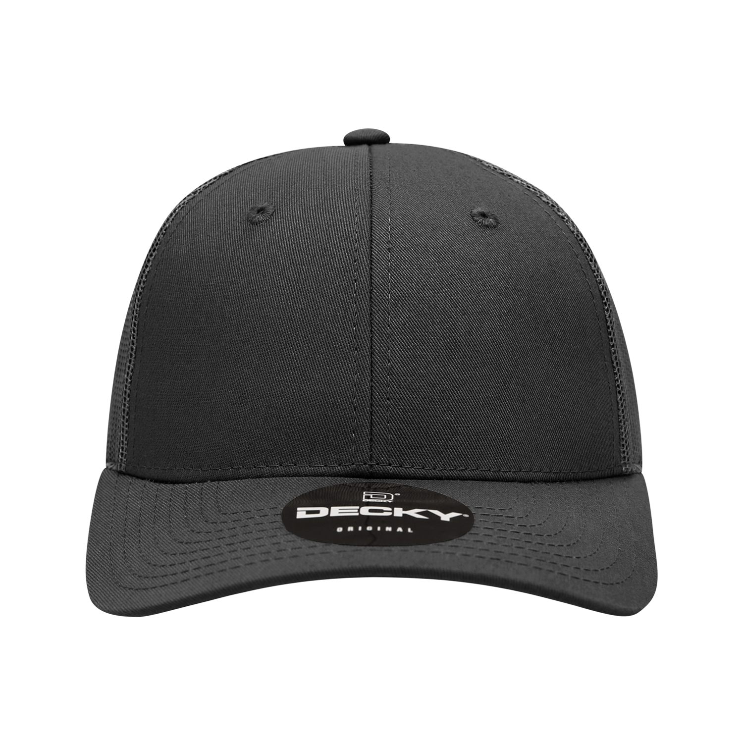 Decky 214 6-Panel Low Profile Structured Cotton Trucker Hat, Black/Black