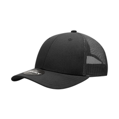 Decky 214 6-Panel Low Profile Structured Cotton Trucker Hat, Black/Black