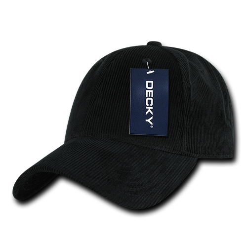 DECKY 231 6-Panel Low Profile Structured Corduroy Cap | 231-BLK