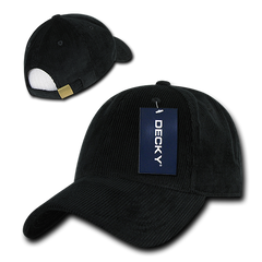 DECKY 231 6-Panel Low Profile Structured Corduroy Cap | 231-BLK