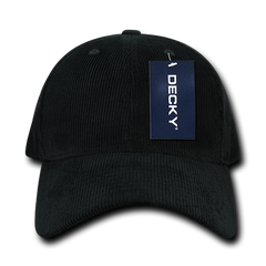 DECKY 231 6-Panel Low Profile Structured Corduroy Cap | 231-BLK