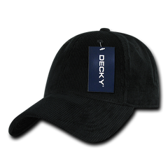 DECKY 231 6-Panel Low Profile Structured Corduroy Cap | 231-BLK