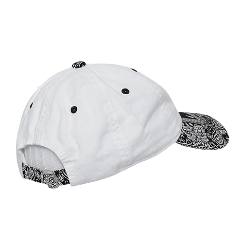 DECKY 256 6-Panel Low Profile Relaxed Bandanna Bill Dad Hat | 256-WHTBLK