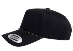 Flexfit House YP Classics Retro Cotton Blend 5-Panel Snapback Cap with Braided Rope
