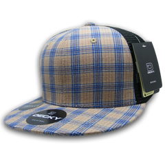 DECKY 6016 6-Panel High Profile Structured Plaid Trucker Hat