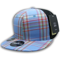 DECKY 6016 6-Panel High Profile Structured Plaid Trucker Hat