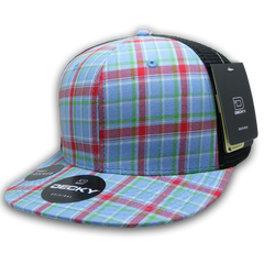 DECKY 6016 6-Panel High Profile Structured Plaid Trucker Hat