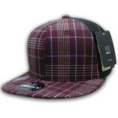 DECKY 6016 6-Panel High Profile Structured Plaid Trucker Hat