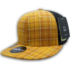 DECKY 6016 6-Panel High Profile Structured Plaid Trucker Hat