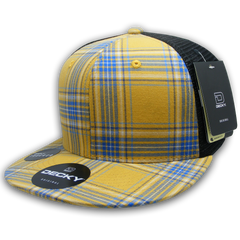 DECKY 6016 6-Panel High Profile Structured Plaid Trucker Hat