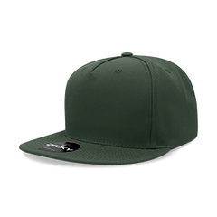 Decky 6029 5-Panel High Profile Structured Polyester Snapback Hat, Flat Bill