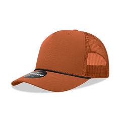 Decky 6040 5-Panel Mid Profile Structured Cotton/Poly Blend Trucker Hat w/Rope