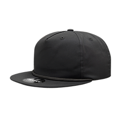 DECKY CLASSIC 6042 5-Panel High Profile Rope Hat, Cotton Blend, Flat Bill | 6042-1BLK
