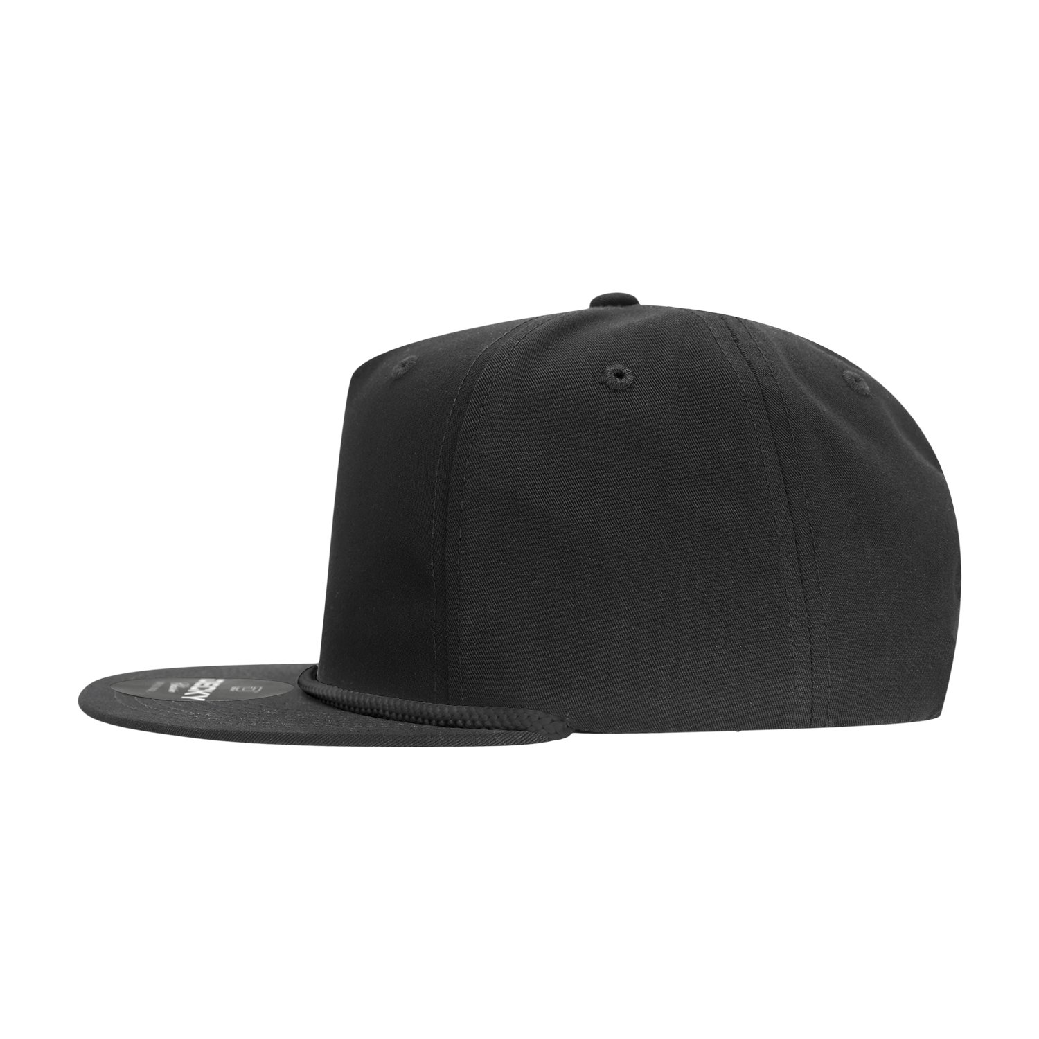 DECKY CLASSIC 6042 5-Panel High Profile Rope Hat, Cotton Blend, Flat Bill | 6042-1BLK