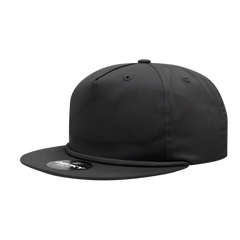 DECKY CLASSIC 6042 5-Panel High Profile Rope Hat, Cotton Blend, Flat Bill | 6042-1BLK