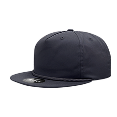 DECKY CLASSIC 6042 5-Panel High Profile Rope Hat, Cotton Blend, Flat Bill | 6042-1BLK