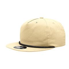 DECKY CLASSIC 6042 5-Panel High Profile Rope Hat, Cotton Blend, Flat Bill | 6042-1BLK
