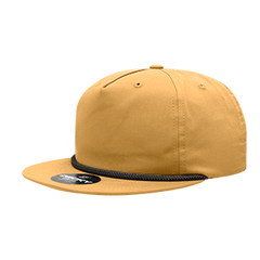 DECKY CLASSIC 6042 5-Panel High Profile Rope Hat, Cotton Blend, Flat Bill | 6042-1BLK