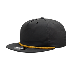 DECKY CLASSIC 6042 5-Panel High Profile Rope Hat, Cotton Blend, Flat Bill | 6042-1BLK