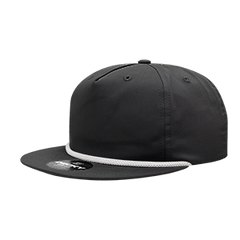 DECKY CLASSIC 6042 5-Panel High Profile Rope Hat, Cotton Blend, Flat Bill | 6042-1BLK