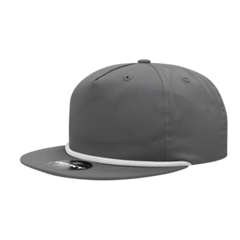 DECKY CLASSIC 6042 5-Panel High Profile Rope Hat, Cotton Blend, Flat Bill | 6042-1BLK