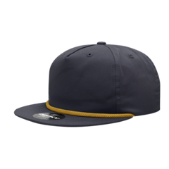 DECKY CLASSIC 6042 5-Panel High Profile Rope Hat, Cotton Blend, Flat Bill | 6042-1BLK
