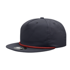 DECKY CLASSIC 6042 5-Panel High Profile Rope Hat, Cotton Blend, Flat Bill | 6042-1BLK