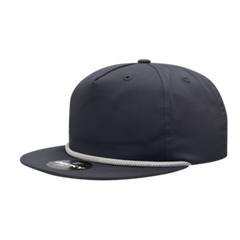 DECKY CLASSIC 6042 5-Panel High Profile Rope Hat, Cotton Blend, Flat Bill | 6042-1BLK