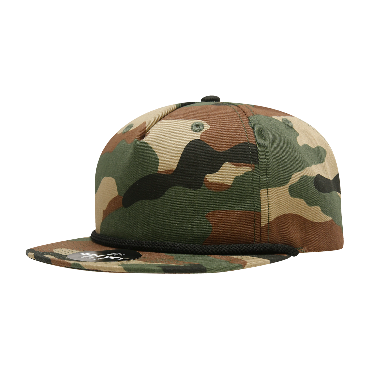 DECKY 6044 5-Panel High Profile Relaxed Camo Rope Hat | 6044-7WDLBLK